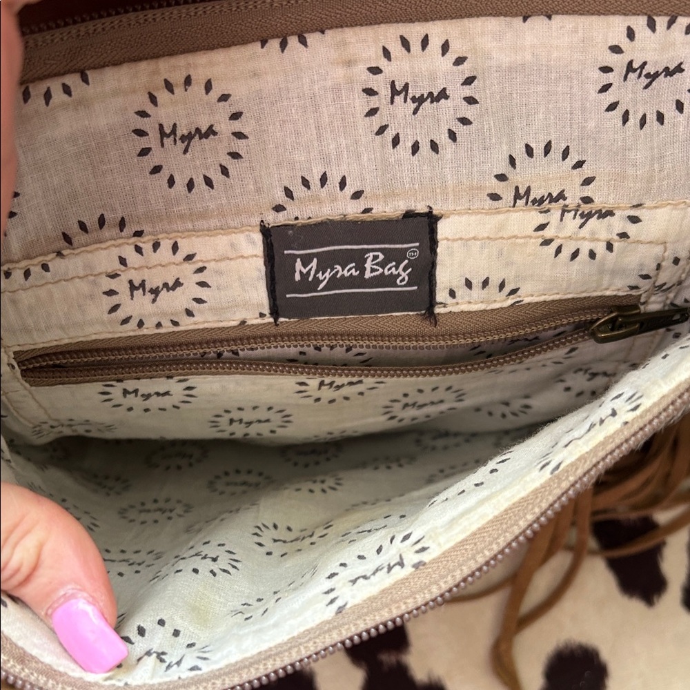 Myra Bag Brown and Black Cowhide Crossbody - Picture 3 of 8